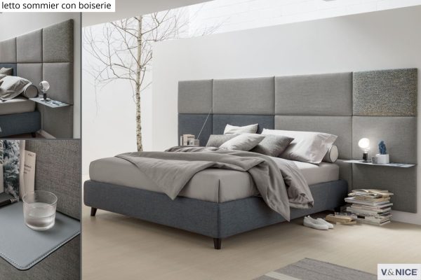 Letto matrimoniale sommier con boiserie