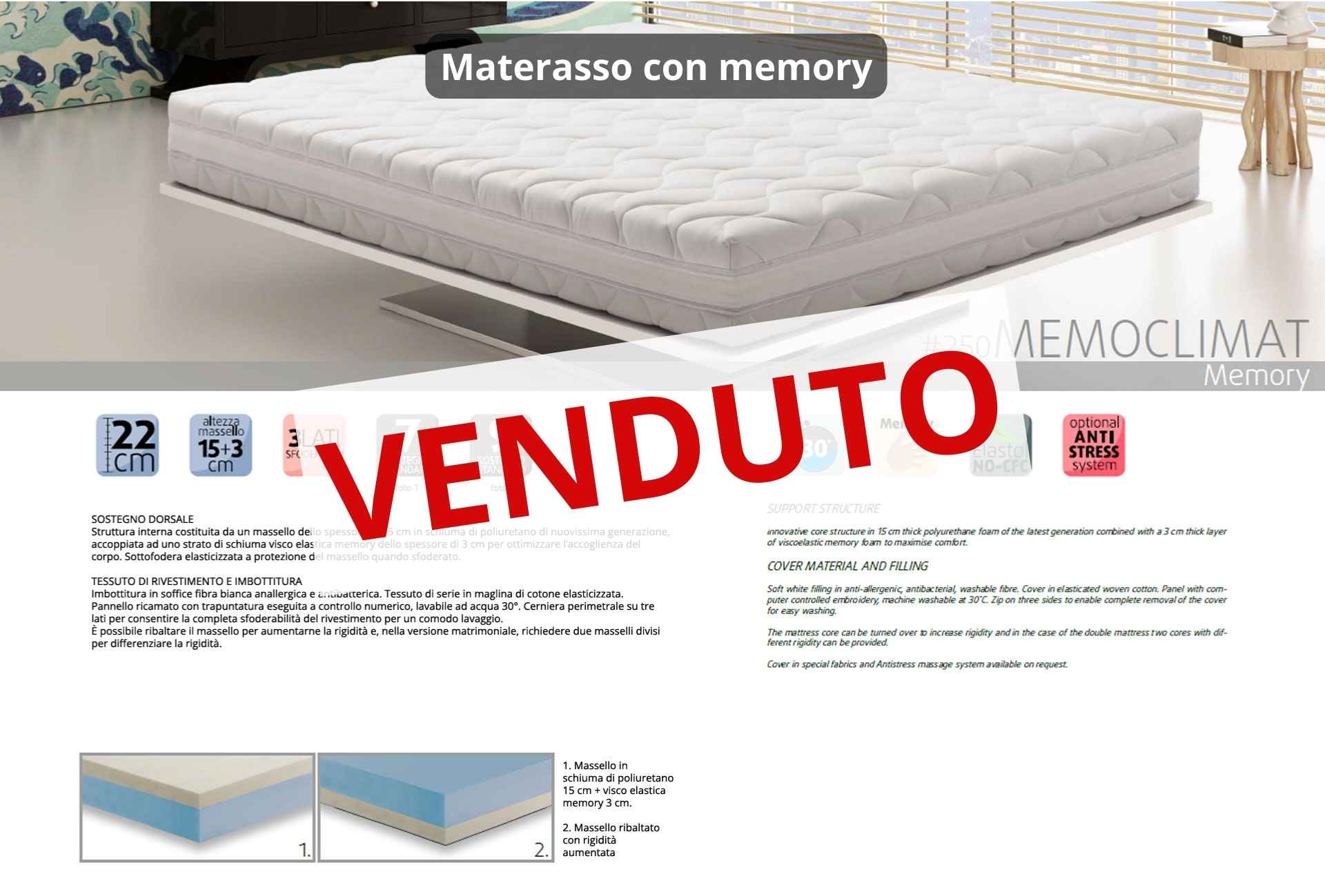 Materasso con memory dimensioni 160 x 200