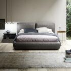 Letti matrimoniali con contenitore a terra imbottito