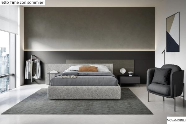 Letto matrimoniale Time contenitore imbottito a terra - Novamobili - Radaelli arredamenti Arosio (Como)