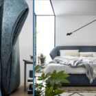 Letto matrimoniale Hide con contenitore a terra imbottito