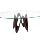 tavoli ovali basamento in legno