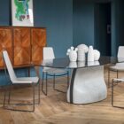 tavolo rettangolare con basamento centrale