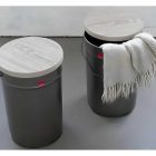 Sgabello Contenitore con coperchio in Essenza Olmo