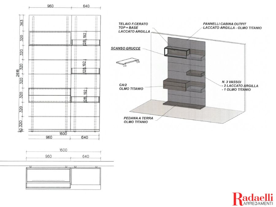 disegno con dimensioni della cabina