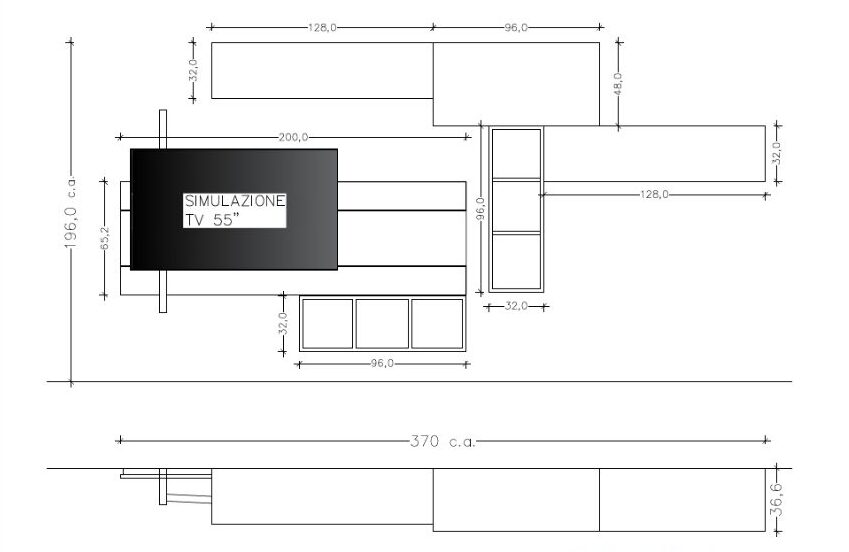 Disegno in prospetto della composizione Soggiorno Fimar Sorvolo Day in offerta