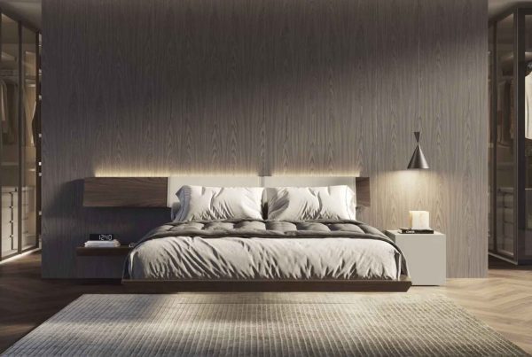 Letto matrimoniale sospeso con contenitore