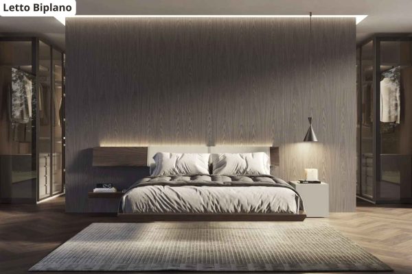 biplano Letto matrimoniale sospeso con contenitore