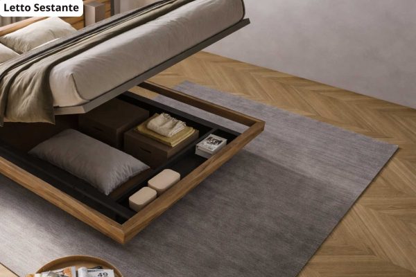 contenitore sestante Letto matrimoniale sospeso con contenitore