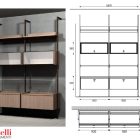 Il sistema Vertical utilizza una struttura a palo in alluminio dal profilo essenziale, abbinata a ripiani ed elementi contenitivi.